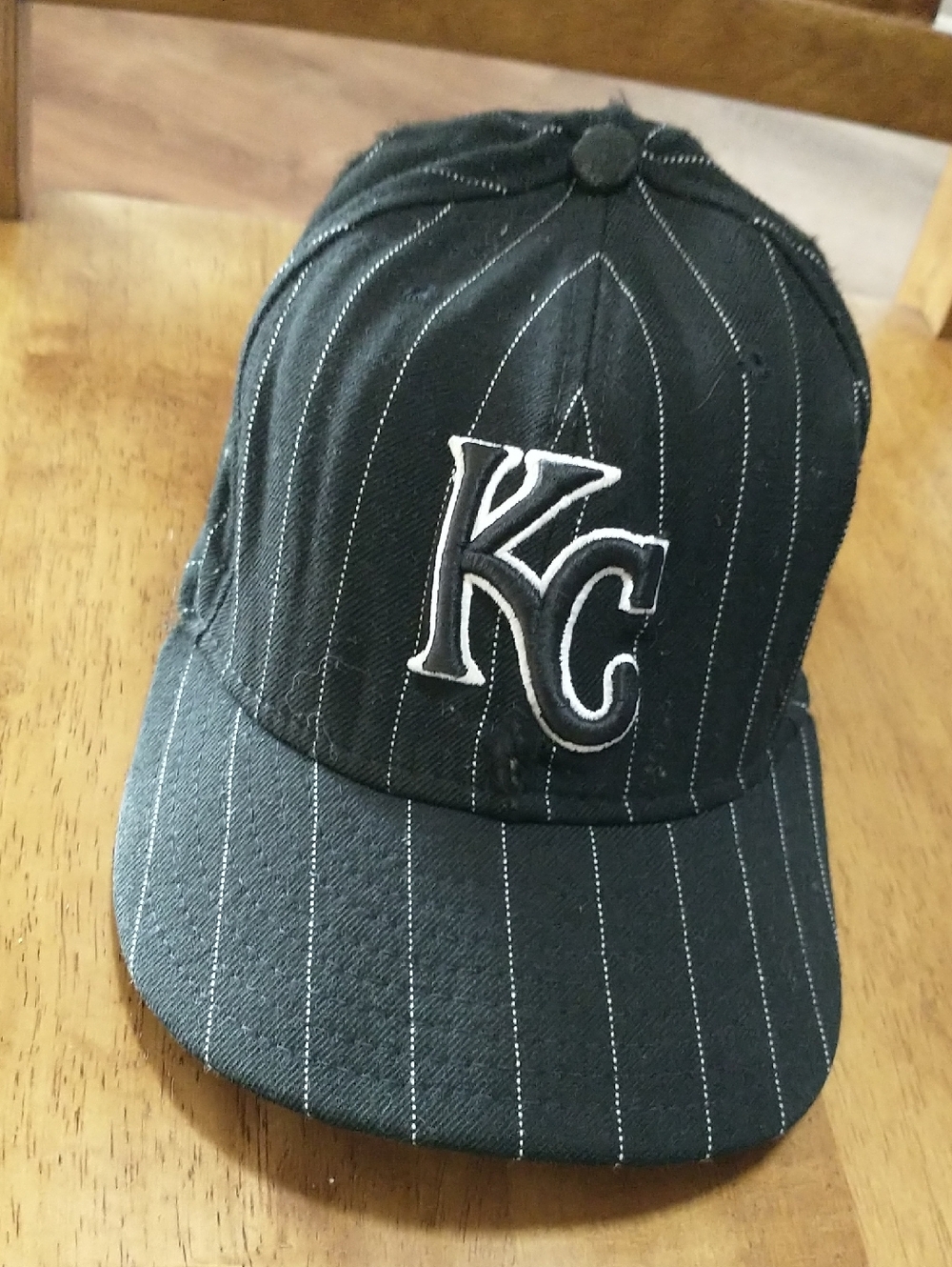 KC New Era Black and White Pinstripe 59FIFTY Fitted Cap